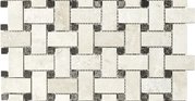 12x12 Ivory Travertino Filled and Honed Basketweave Mosaic