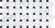 12x12 Bianco Venatino Polished Marble Basketweave Mosaic