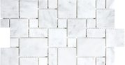 12x12 Bianco Venatino Polished Marble Mini Versailles Mosaic